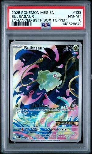 2025 POKEMON MEG EN-MEGA EVOLUTION ENHANCED BOOSTER BOX TOPPER BULBASAUR PSA 8