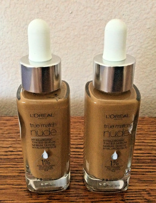 2 L'Oreal Paris True Match Nude Hyaluronic Tinted Serum 7-8 Tan Deep Set Of 2