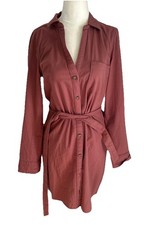 Abercrombie & Fitch Dusty Pink Button Down Shirt Dress 98% Cotton Sz Medium New