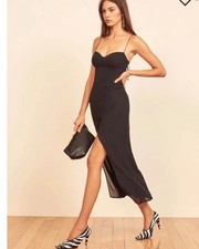 NWT Reformation Black Kourtney Midi Dress Size 0