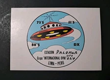 Vintage Palomar OVNI-024 QSL Card – Lima Peru – UFO Theme – 1982 DX Contact