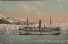SS Jefferson Taku Glacier Alaska Dusk Lowman Hanford c1910 postcard MQ2