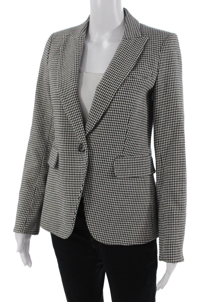 Blazer Veronica Barba Mujer Negro Cuadros Manga Larga Cuello Botón Talla 0 Foto 3 de 4