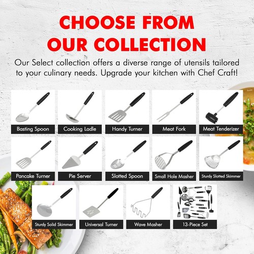 Chef Craft Select Turner/Spatula, 10.5 inch, Stainless Steel/Black - Picture 7 of 7