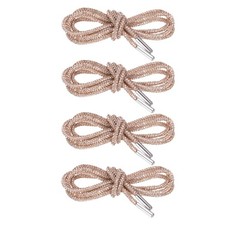 4pcs Rhinestone Shoe Laces 47" Length for Sneakers, Rose Gold Champagne