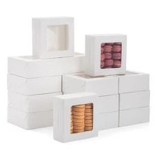 50 Pack 6x6 Bakery Boxes with Window for Desserts, Treat Containers for Cookies