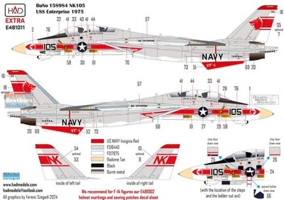 HADE481011 1:48 HAD Models Decals - F-14A Tomcat VF-1 Wolfpack
