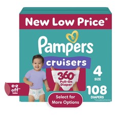 Pampers Cruisers 360 Pull-On Diapers, Size 4 22-37 lbs , 108 Count, Babyproof