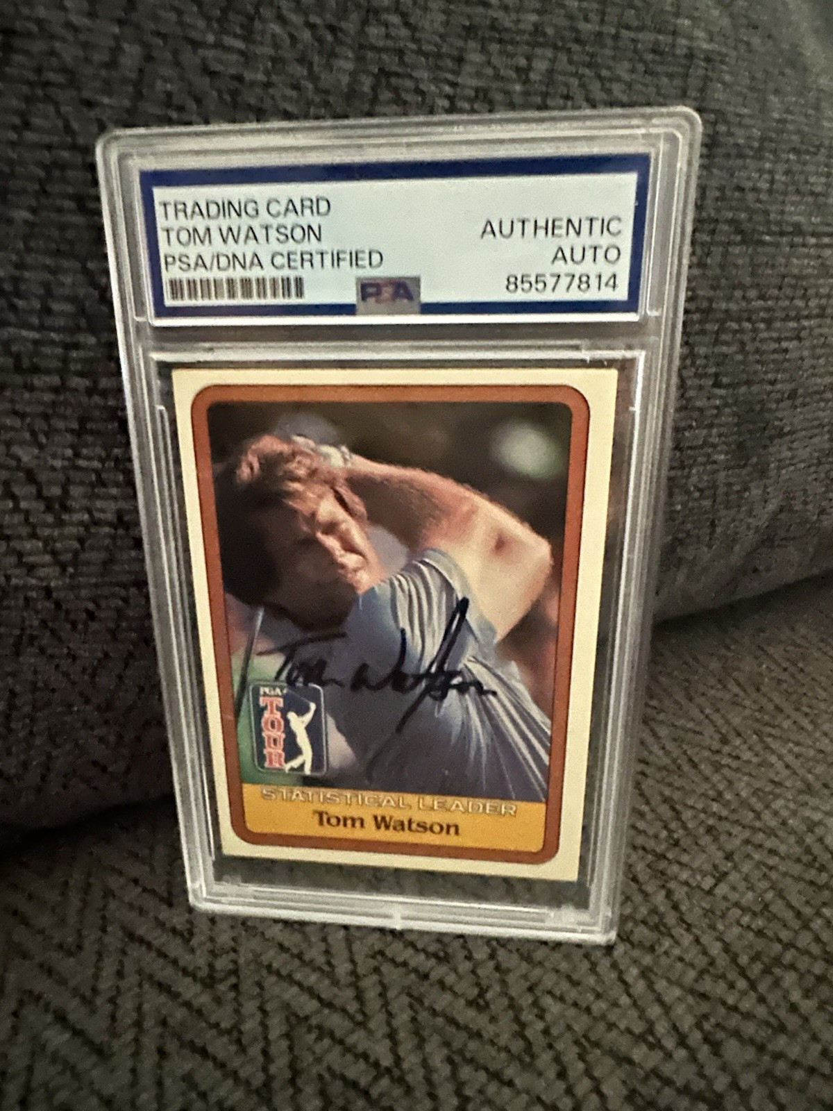 Tom Watson Signed 1981 Donruss Card #NNO PSA /DNA Slab COA Stat Leader RC Rookie