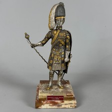 Scultura Bronzo Maggiore Banda Inglese Statua Su Base Marmo Vintage Anni ‘60