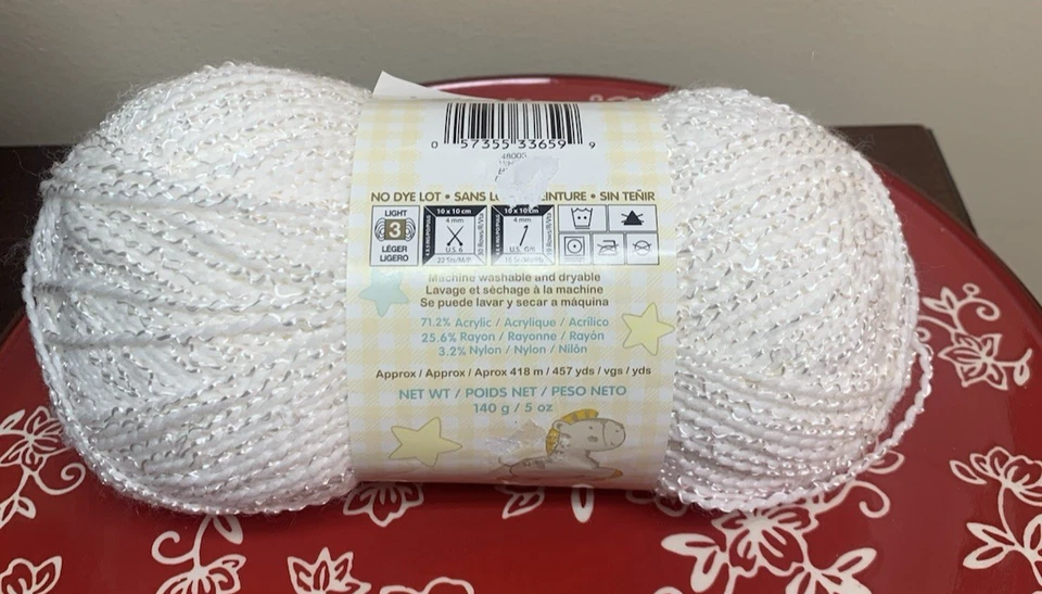 Пряжа Bernat Baby Coordinates Pompadour белая 457 ярдов 5 унций 48005 новая - Изображение 2 из 4