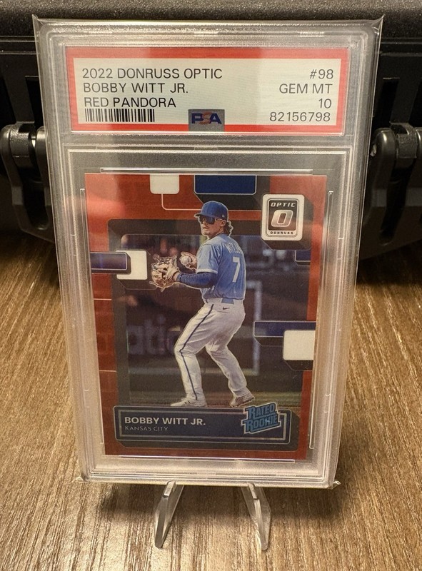 2022 Donruss Optic Bobby Witt Jr Red Pandora Prizm Rated Rookie /99 #98 PSA 10