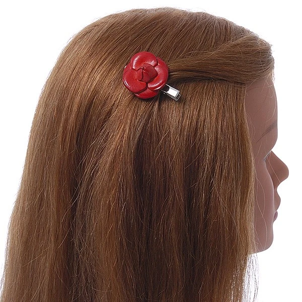 Clip de pico/pinza Concord de cuero rojo tono plata inspirado vintage - Foto 2 de 4