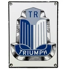 VINTAGE TRIUMPH MOTORCYCLE PORCELAIN SIGN GAS STATION PUMP PLATE SERVICE POPEYE