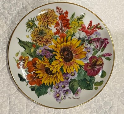 Hutschenreuther Herbstgold Ursula Band Collector Plate Sunflower Bouquets EUC