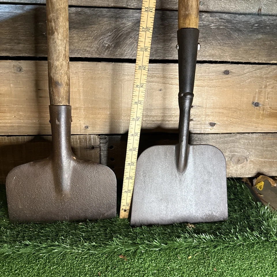 Lote de 2 cabezales de pala de ceniza de carbón vintage • Herramienta industrial de metal para decoración Foto 4 de 4
