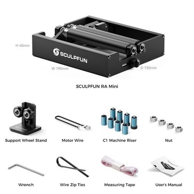 SCULPFUN RA Mini Laser-Rotationswalze für C1, iCube, iCube Pro, iCube Pro Max