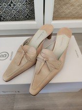 Damen Slipper Schuhe Nude Echtleder 37 L. Lambertazzi Made In Italy