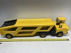 Vintage Pressed Steel Mighty Tonka Car Carrier Semi Truck Yellow