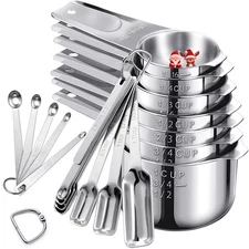 20pcs Measuring Cups And Spoons Set Includes 7pcs Stainless Steel Measuring Cups