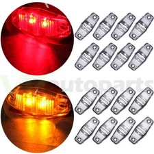 8 Pair 2.5''LED Light RED/AMBER Clearance Side Marker Trailer Lamps Clear Cover
