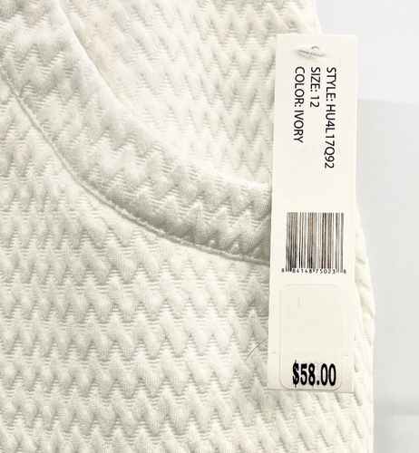 Sharagano Women's Size 12 Pencil Skirt White/Ivory Zig-Zag-Textured Knee-Length - Picture 6 of 6