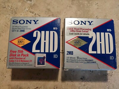 20 Pcs SONY 3.5'' Micro New Floppy Disks 2MB Double Sided IBM MFD-2HD Open Boxes