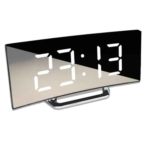 Curved Screen Mirror LED Digital Creative USB Charging Digital Alarm Clock - Picture 7 of 9