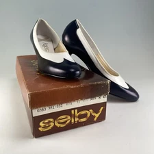 VTG 80s Selby Shoes Leather Spectator Pumps Womens 8 4A NOS Never Worn in Box