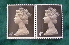 Great Britain 1967-68 Queen Elizabeth MNH Stamp -Scott MH 18 - Attached Pair