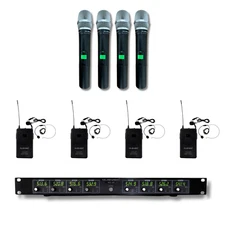 MUSYSIC 8-Channel UHF Handheld Lapel Lavalier Wireless Microphone System MU-U8HL