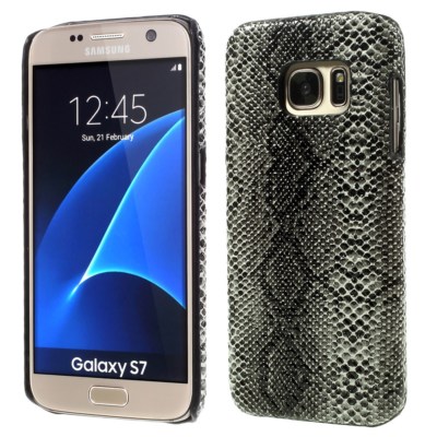 Samsung Galaxy S7 G930 Hard Case Snake Skin Schlange Muster Schale Cover Schwarz