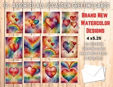 12 Assorted All Occasion Greeting Cards Blank with Envelopes #04