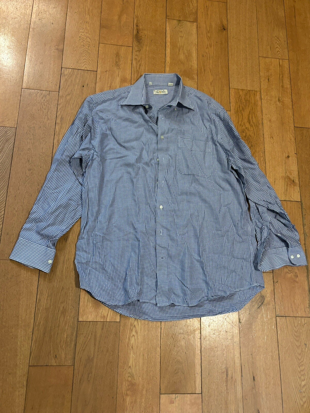 Peter Millar Large Long Sleeve Collared Shirt Blu… - image 1