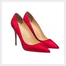 Womens 10cm Stiletto Silk Satin Pointed Toe High Heels Shoes Bridal Party Pumps
