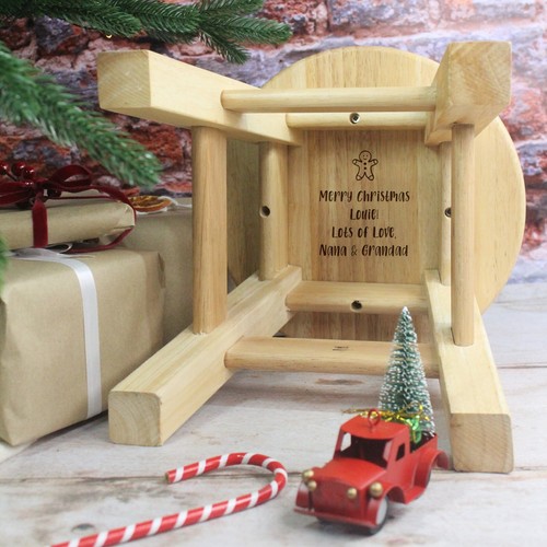 Personalisierter Kinder Weihnachtshocker aus Holz beliebiger Name Weihnachtsgeschenk für Kinder Baby - Bild 12 von 12