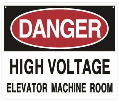 Elevator Machine Room Sign (White, Reflective, Aluminium 10x12)--REF24-1027