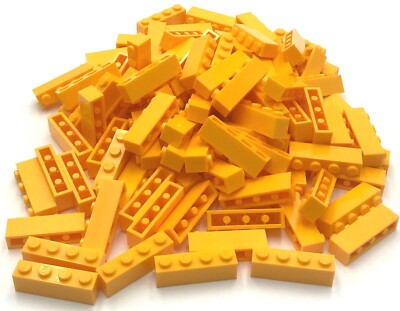Lego 100 New Bright Light Orange Bricks 1 x 4 Building Blocks Pieces
