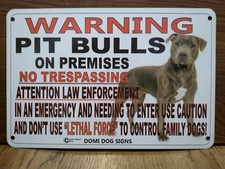 Metal Warning Pit Bulls Dog Sign For FENCE ,Beware Of Dog 8"x12" made in USA