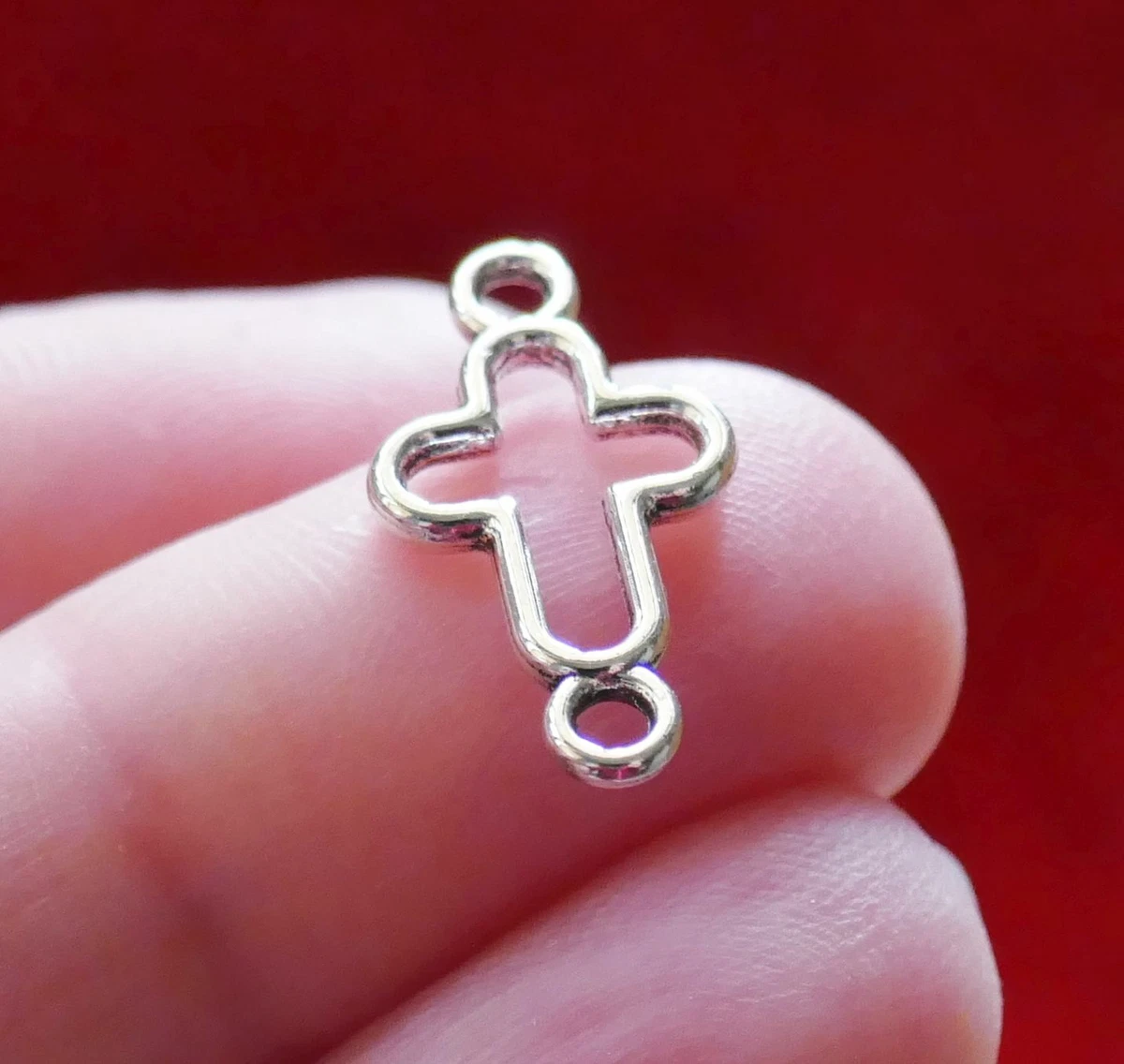 10x Cross Rosary Charm 2 Hole Connectors for Bracelet/Religious Earring  Findings