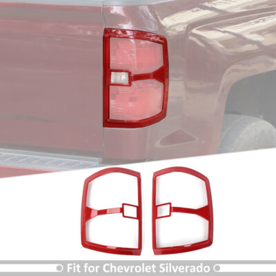 For Chevy Silverado 14-18 Rear Taillight Lamp Bezel Guards Cover Trim Covers Red