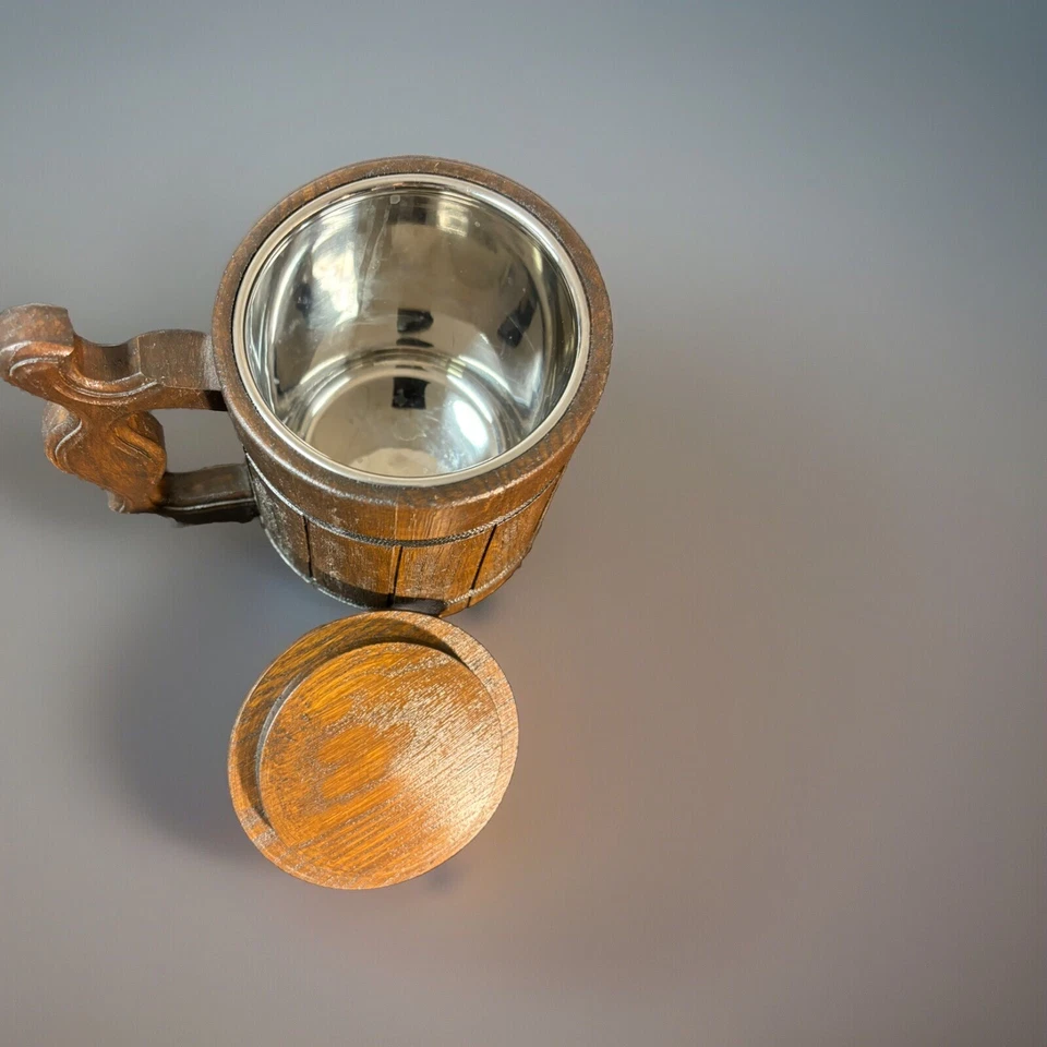 Treasure Island Wood Beer Stein Stainless Steel Insert - Image 3 of 4