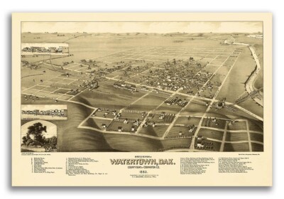 Watertown SD 1883 Historic Panoramic Town Map - 20x30