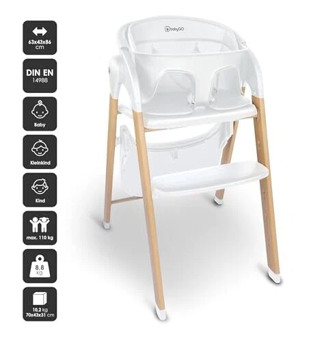 Trona babyGO Levels white wood optic muy buena - Imagen 4 de 4