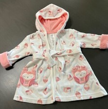 Just One You By Carter Baby 0-9 month Pink And White Owl Robe