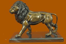 New York Library Famous Large Male Roaring Lions Leo Bronze Marble Statue Decor