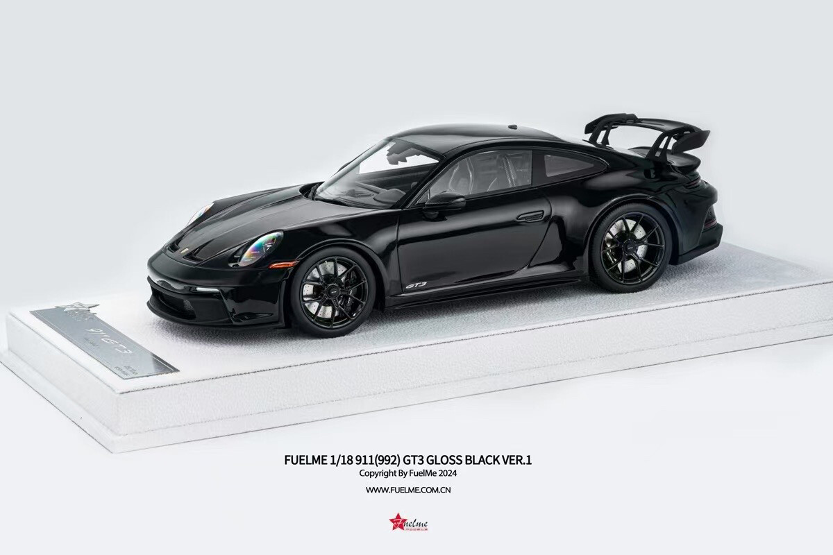 Fuelme 1:18 Porsche 911（992）GT3 Diecast Model Car Collection Gloss Black VER.1