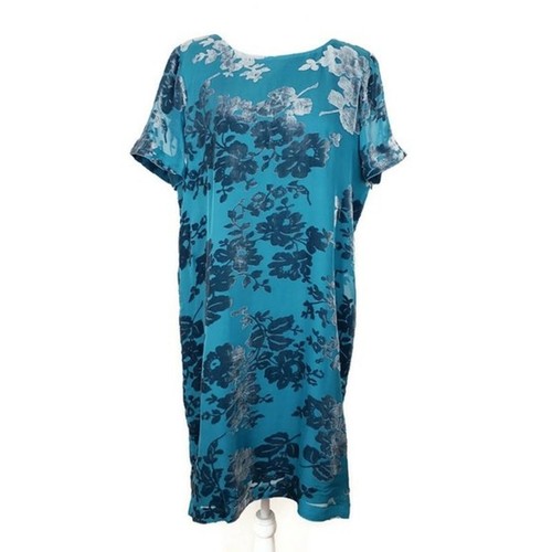 Blue Floral Velvet Silk Dress | eBay
