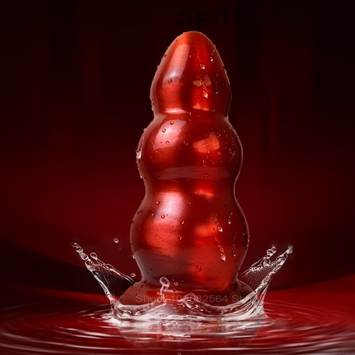 Red Huge Pull Bead Anal Plug Dildo Big Ass ButtPlug Suction Cup Anal Sex Toys - Picture 5 of 30