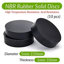 NBR Rubber Solid Discs Flat Round Pad Sealing Non-Slip Cushioning 1mm-10mm Thick